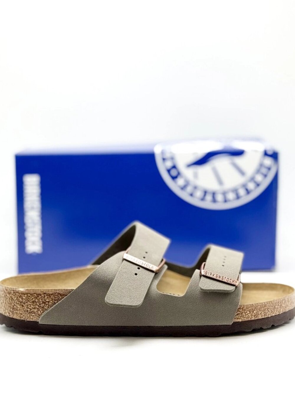 Men's BIRKENSTOCK Arizona Birkibuc Sandal Slides - STONE GREY 0151211